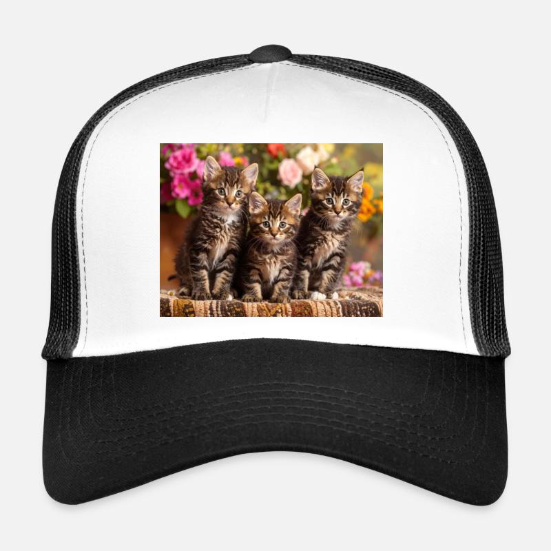 Aimée trio de chatons tachetés en fleurs Casquette trucker 