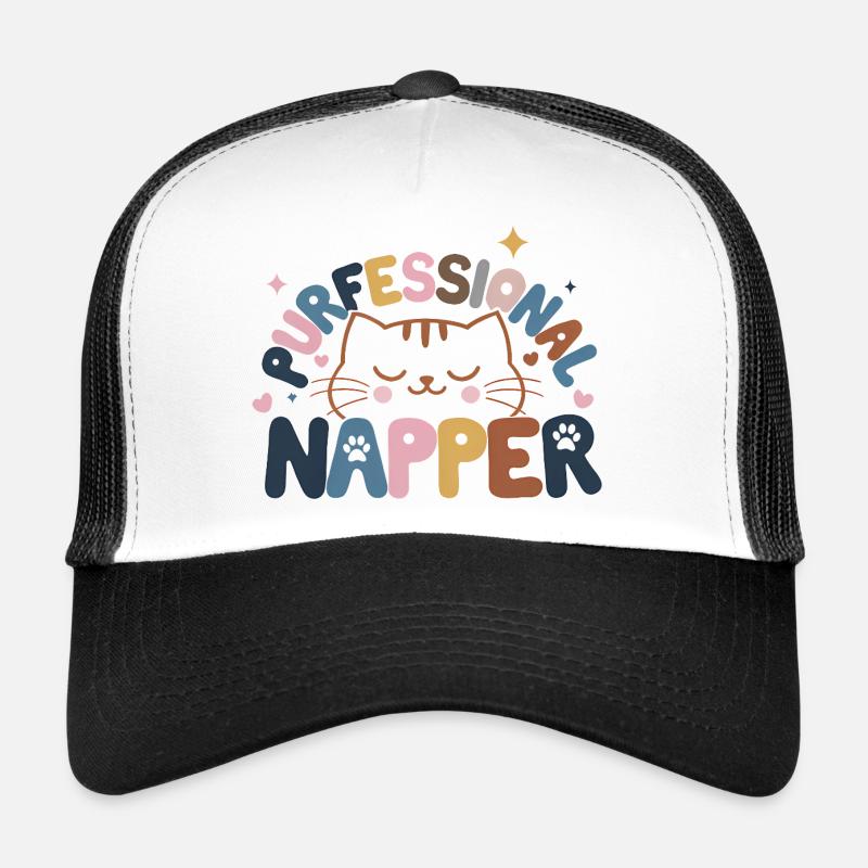Whimsical Cat with Peaceful Expression Trucker Cap