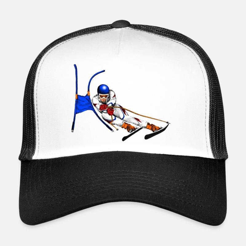 Alpine Skier im Torbogenflug Trucker Cap