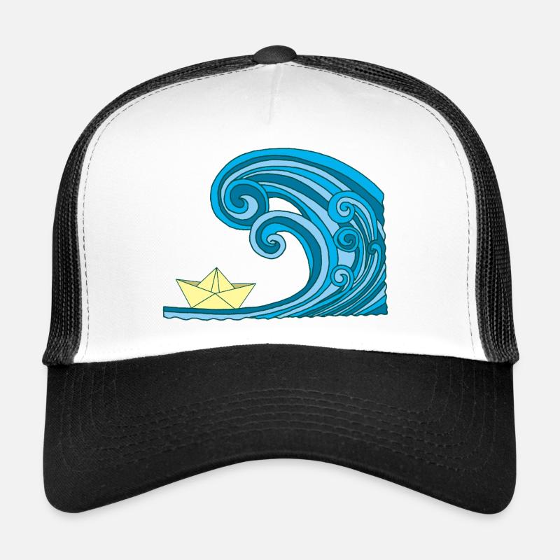 Paper Boat & Ocean - Trucker Cap - Weiß/Schwarz