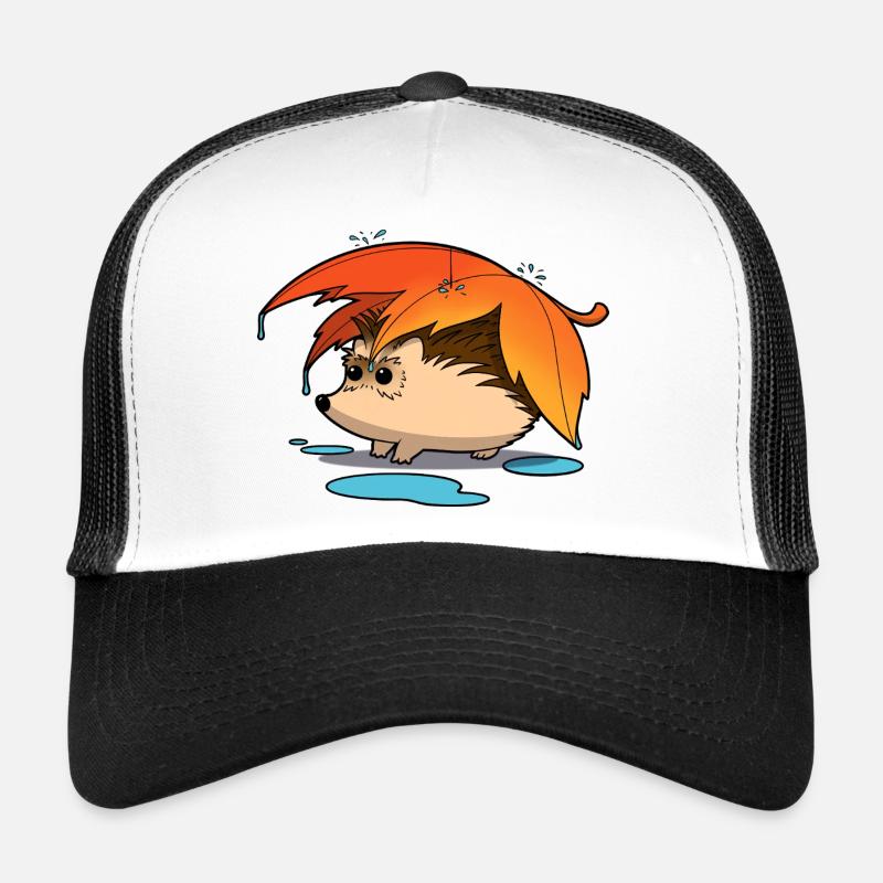 Igel unter Laubschirm - Trucker Cap - Weiß/Schwarz