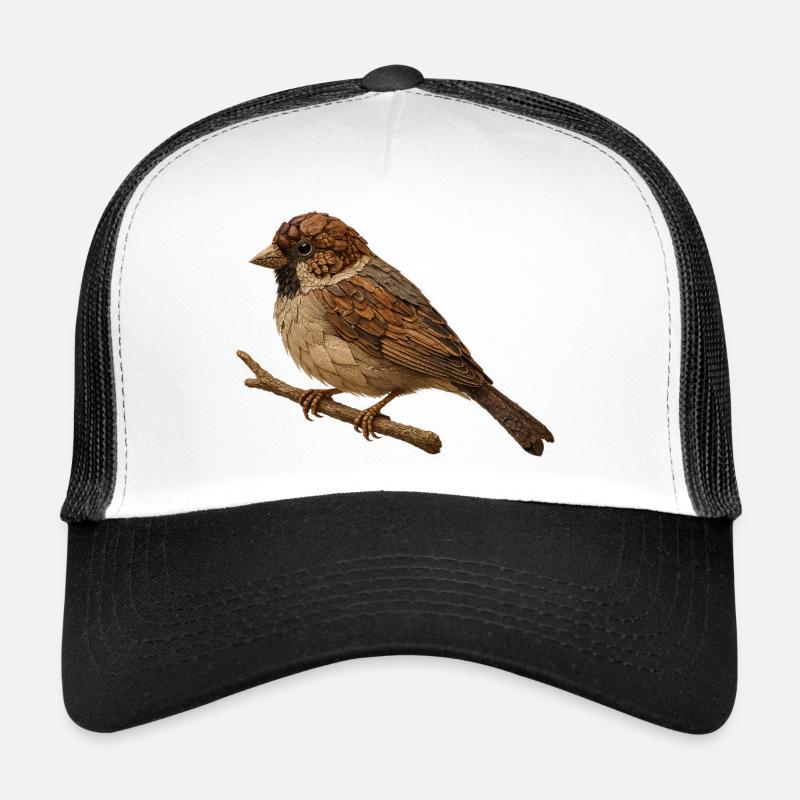 Spatz im Naturlook - Trucker Cap - Weiß/Schwarz