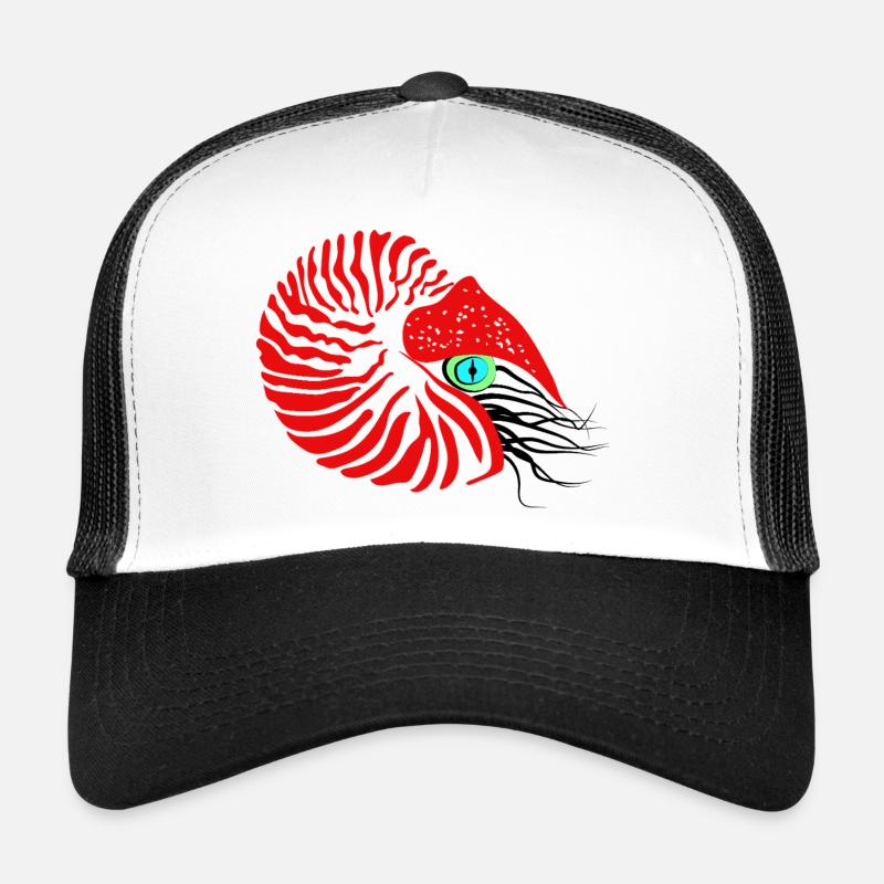 Perlboot, Ammonit, Kopffüßer, Nautilus - Trucker Cap - Weiß/Schwarz