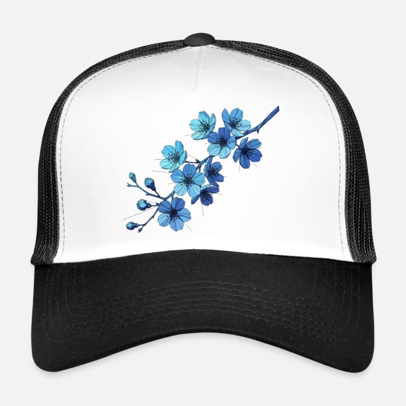 Branches géométriques de fleurs bleues Casquette trucker 