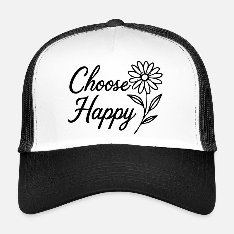 Choose Happy - Trucker Cap - Weiß/Schwarz