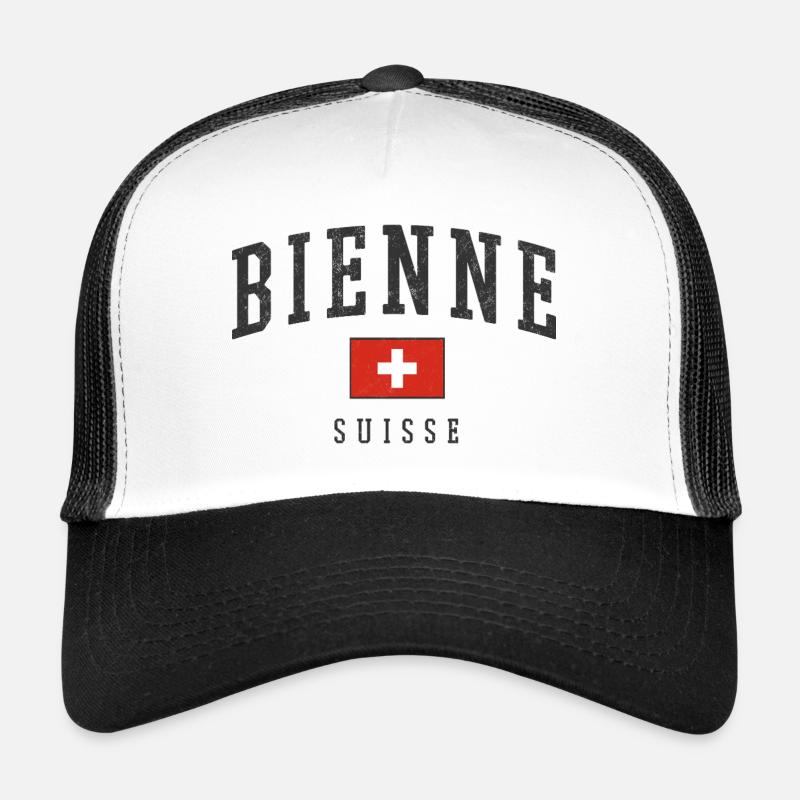 Bienne Suisse Design avec drapeau Casquette trucker 