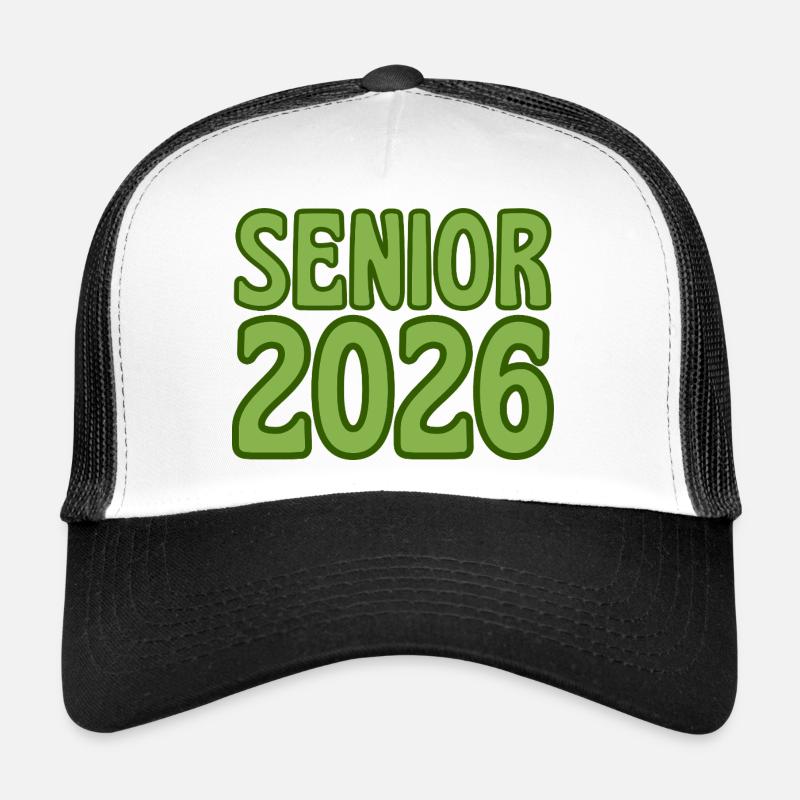 Art texte rétro vert 2026 Senior - Casquette trucker  - blanc/noir