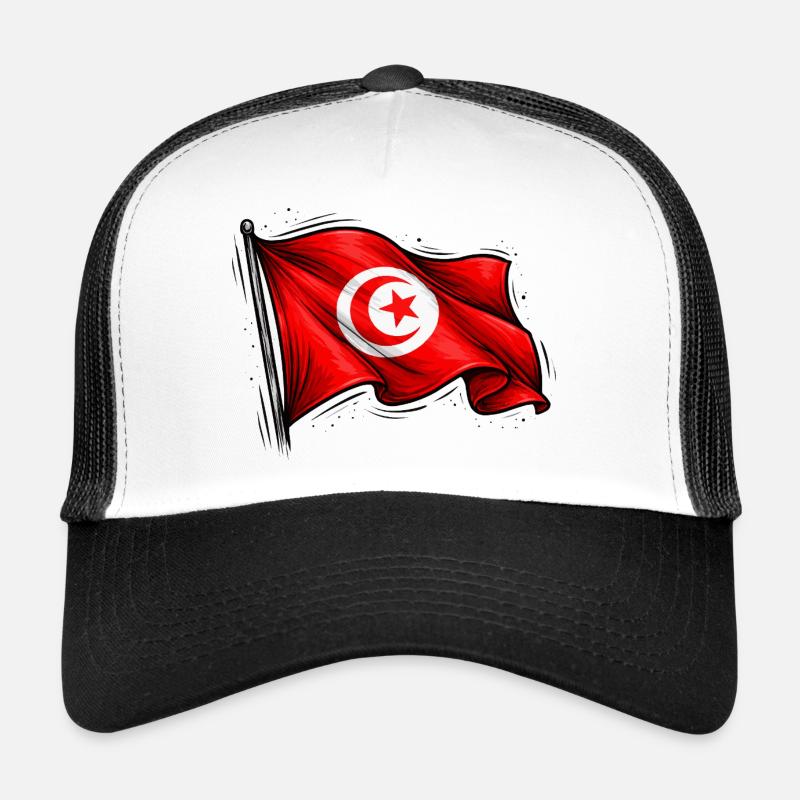 Drapeau tunisien - Casquette trucker - blanc/noir