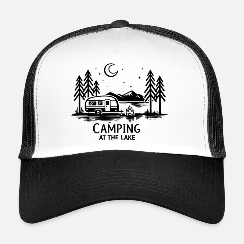 Nuit au clair de lune Campement dans la forêt Casquette trucker 