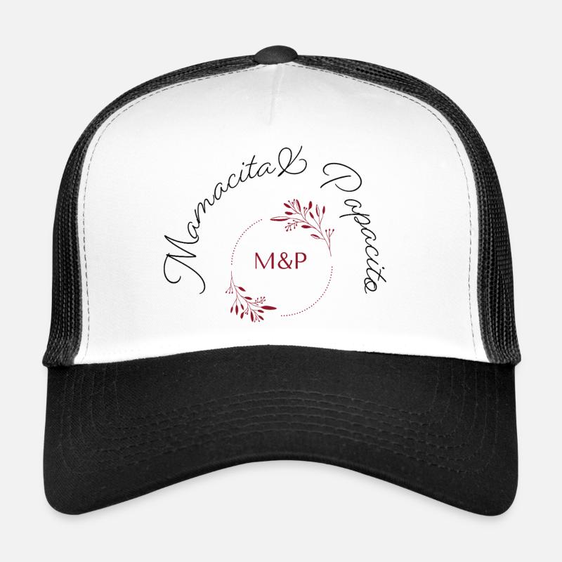 Cercle de monogrammes floraux M&P - Casquette trucker  - blanc/noir
