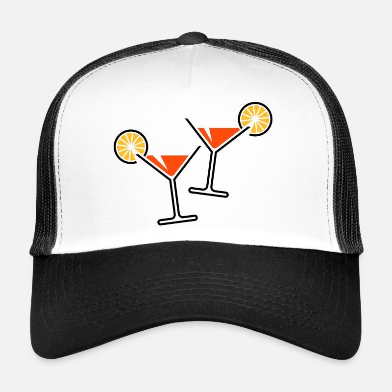 2 Cocktail Glasses / Cocktail / Martini + (Orange) Trucker Cap