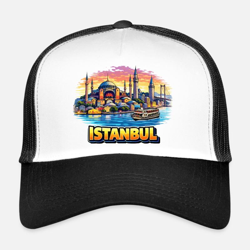 Silhouette d’Istanbul sur le Bosphore Casquette trucker 