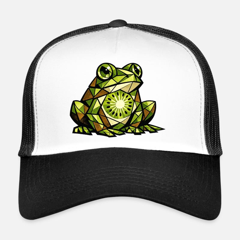 Kiwi-Frosch-Kubismus-Version - Trucker Cap - Weiß/Schwarz