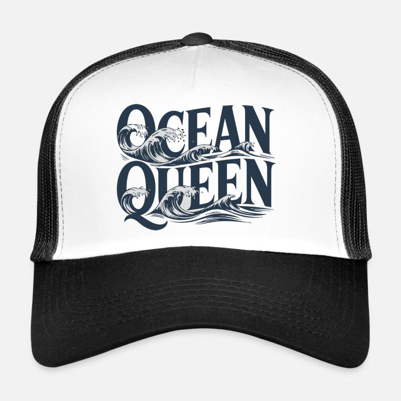 Ocean Queen - Waves Typography Design Trucker Cap