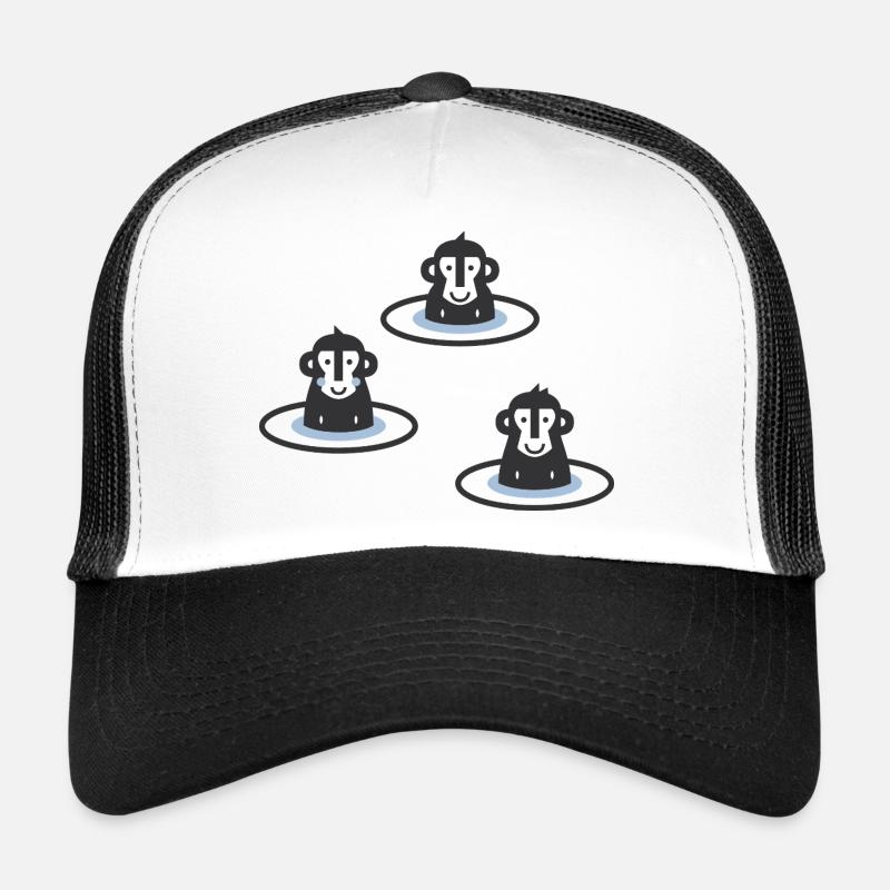 Trois macaques japonais dans l’onsen, il est bleu Casquette trucker 