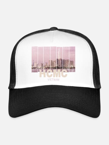 HCMC Saïgon (Hô Chi Minh-Ville) Skyline Vietnam - Casquette trucker  - blanc/noir - Devant