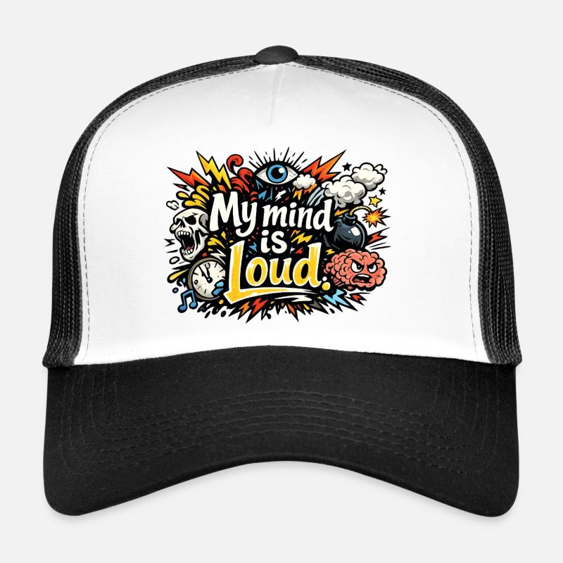 Mein Geist ist laut – lebendige abstrakte Typografie Trucker Cap