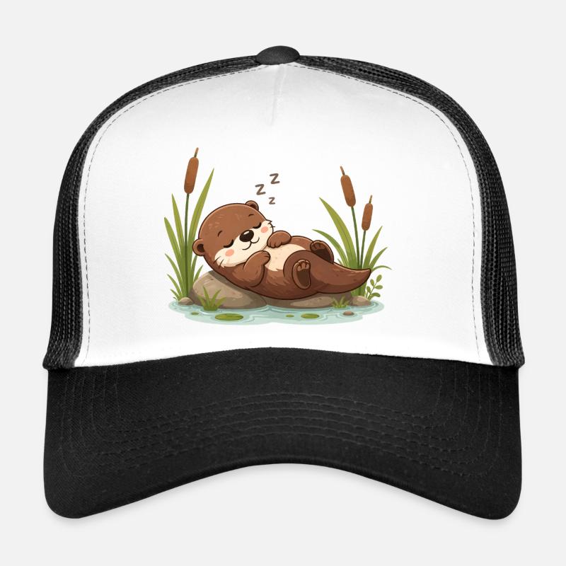 Motif d’animal mignon de la loutre dormant à l’étang Casquette trucker 