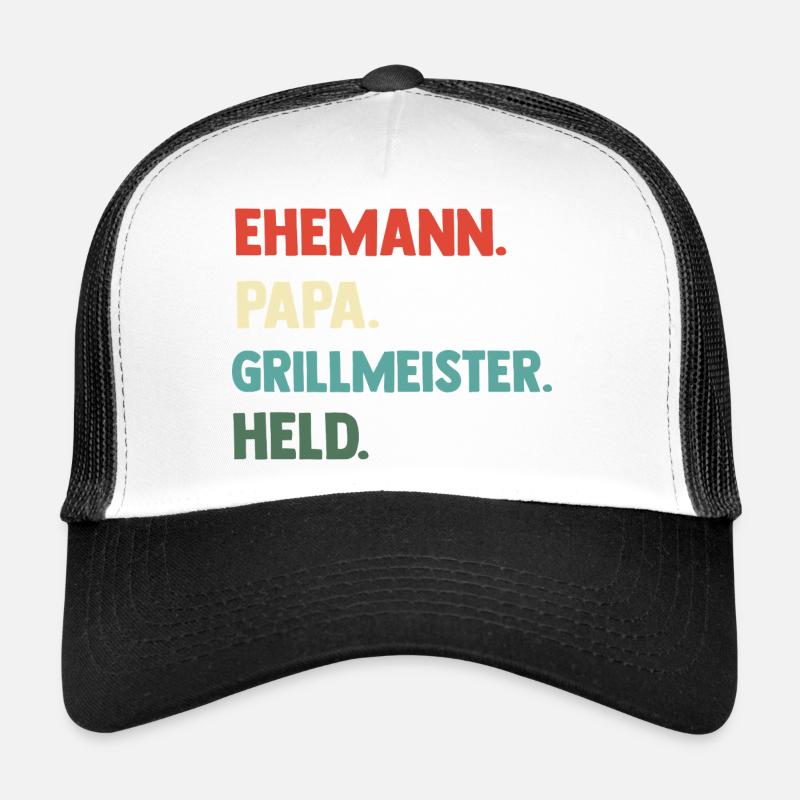 Papa Vater Held Grillmeister BBQ Geschenk Trucker Cap