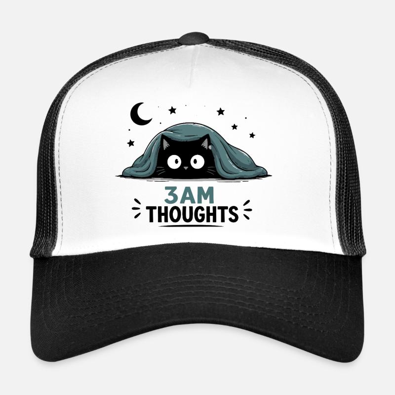 3h du matin, pensées drôles de chat noir sous la couverture Casquette trucker 
