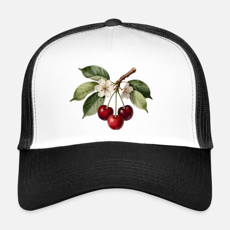 Cherry and botanical flower engraving Trucker Cap