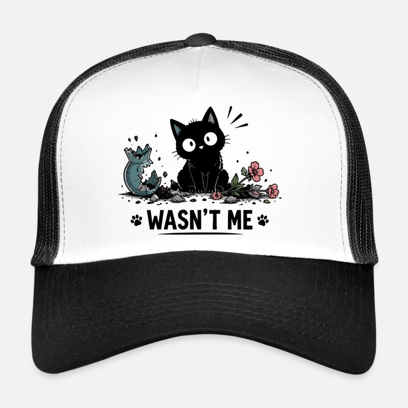  Wasn't Me Lustige Schwarze Katze Mit Kaputter Trucker Cap