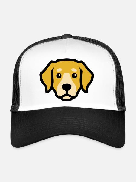 Tête de chien Golden Retriever Labrador Maman - Casquette trucker  - blanc/noir - Devant