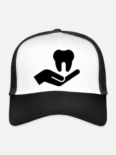 Dentiste, dentiste, cabinet dentaire - Casquette trucker  - blanc/noir - Devant