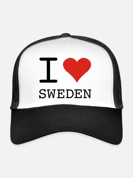 I LOVE SWEDEN Schweden - Trucker Cap - white/black - Front