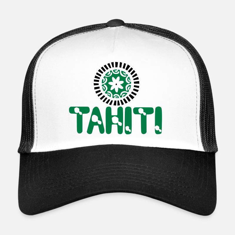 polynesian tattoo tahiti map tiare Casquette trucker 