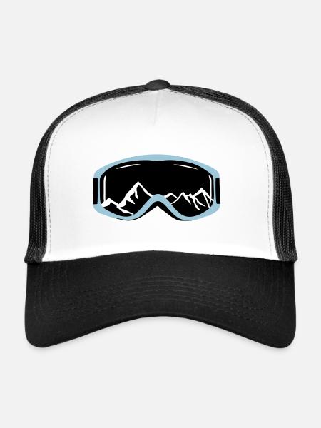 Lunettes de ski et montagnes - Casquette trucker  - blanc/noir - Devant