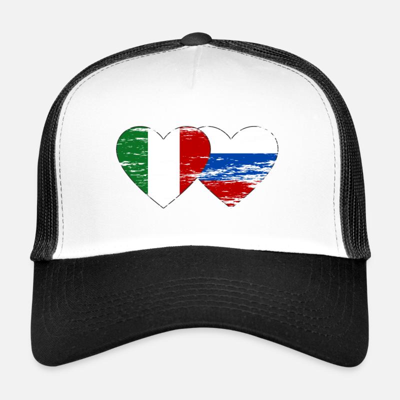 Italie Russie Drapeau Coeur Utilisé Casquette trucker 