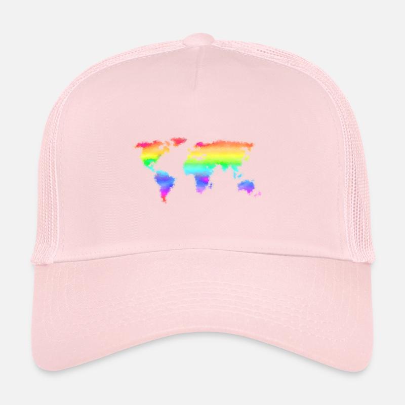 Rainbow world map - colorful, abstract world map Trucker Cap