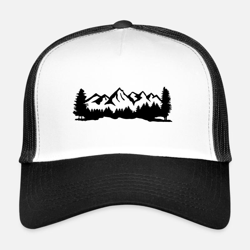 Mountains with snow, forest and trees Trucker Cap