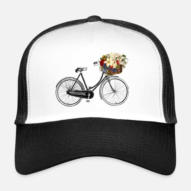 bicyclette-vélo-fleure - Casquette trucker  - blanc/noir