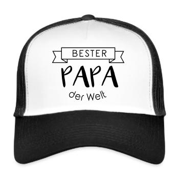 Bester PAPA der Welt - Trucker Cap - Weiß/Schwarz - Vorne