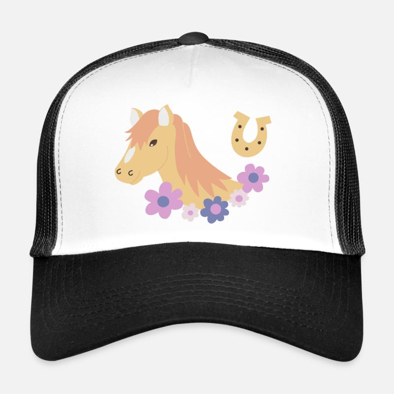 Pferdekopf mit Blumen Trucker Cap