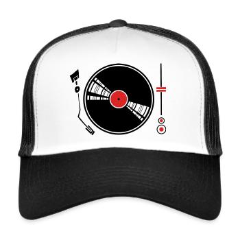 Vinyl Record Player - Trucker Cap - white/black - Front