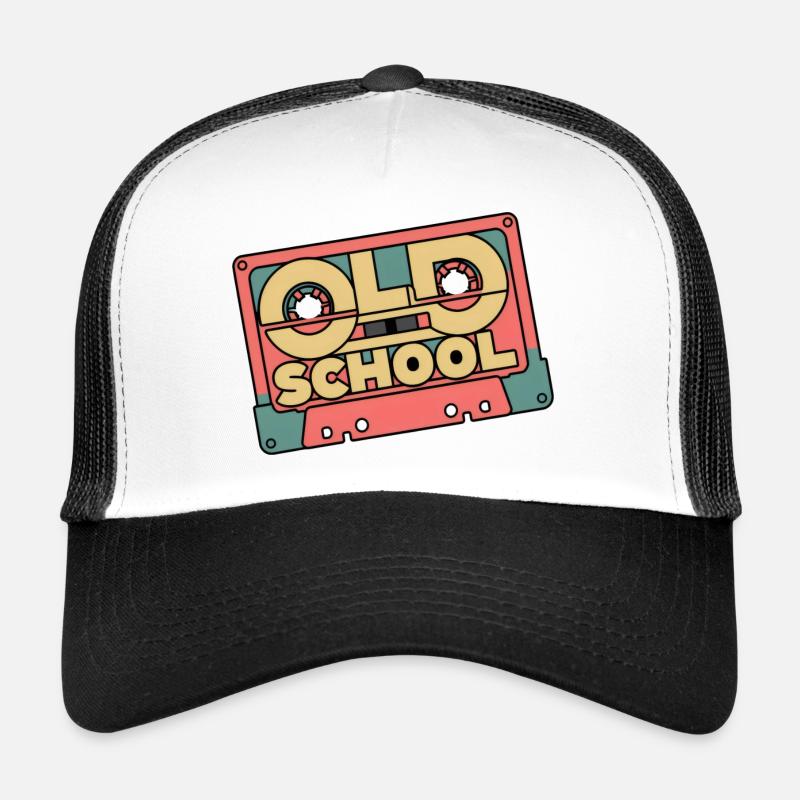 Retro-Revival: Old-School-Kassette - Trucker Cap - Weiß/Schwarz