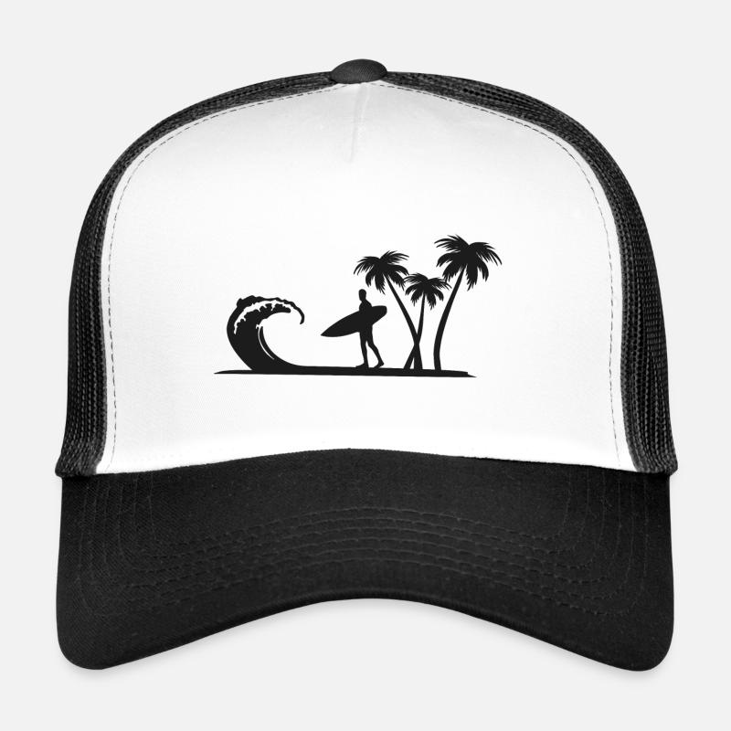 Beach with surfers - Trucker Cap - white/black