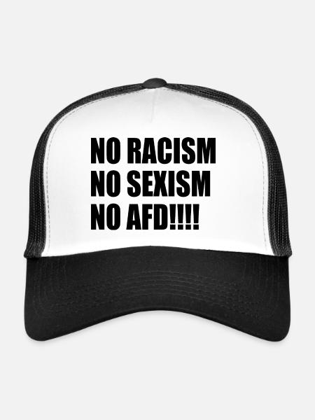 no racism no sexism no afd - Trucker Cap - white/black - Front
