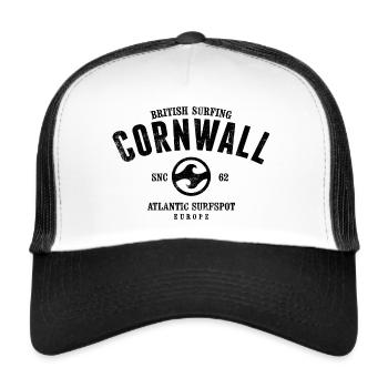 CORNWALL BRITISH SURFING USED LOOK - Trucker Cap - white/black - Front