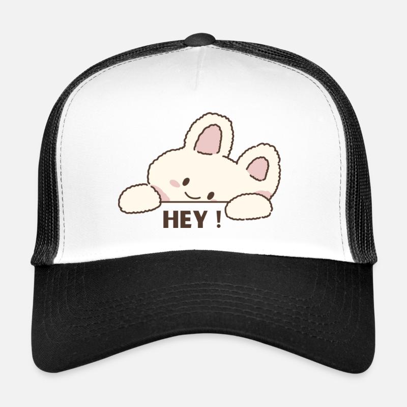 Cuddly Bunny Hey – Cute Cartoon Message Trucker Cap