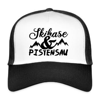 Skihase und Pistensau - Trucker Cap - Weiß/Schwarz - Vorne