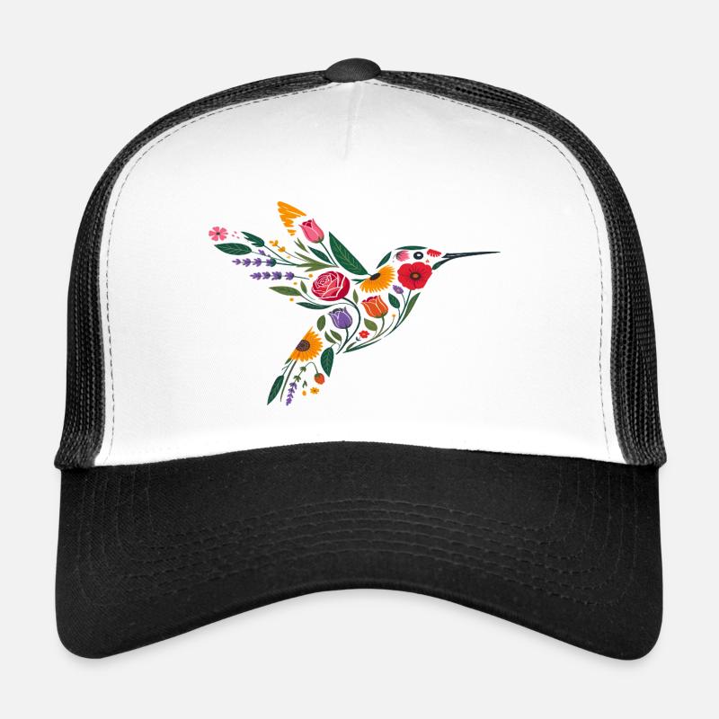 Graphisme Colibri Fleurs Casquette trucker 