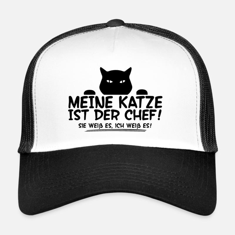 Meine Katze ist der Chef - Trucker Cap - Weiß/Schwarz