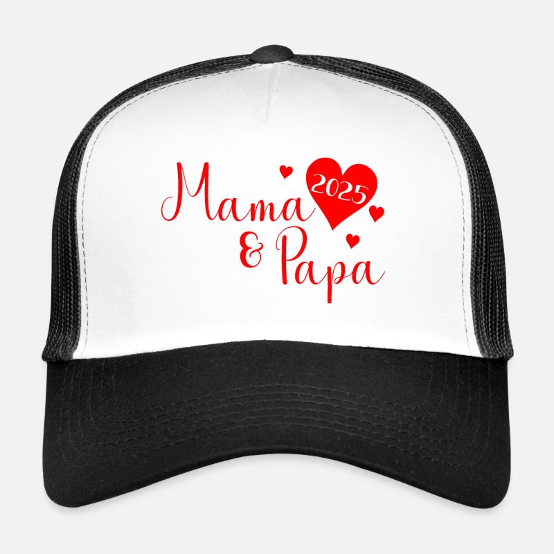 Mama und Papa rot - Trucker Cap - Weiß/Schwarz