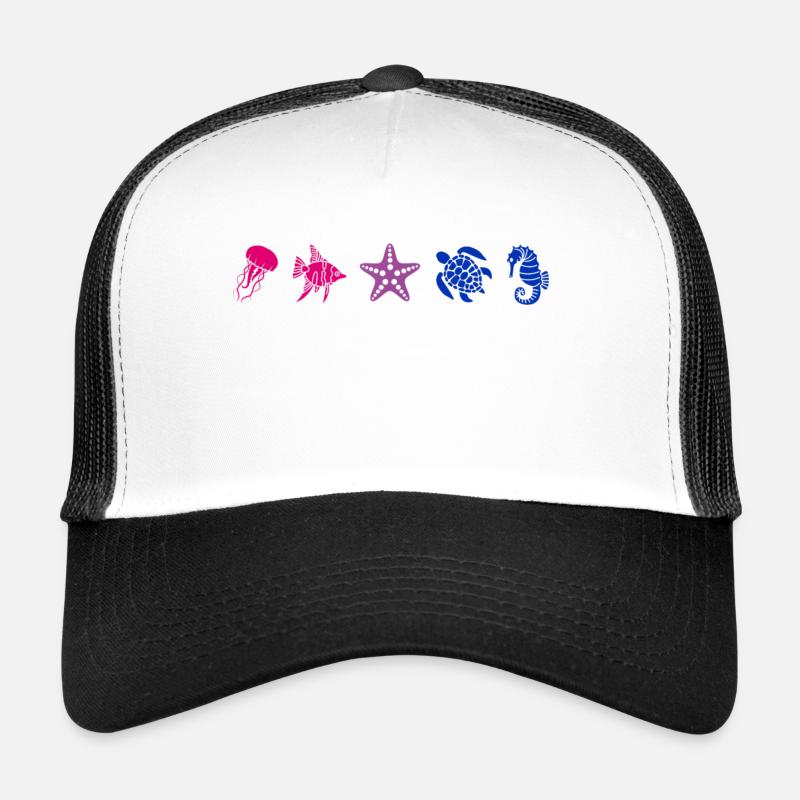 Subtle Pride Sea Creatures Beach Summer - Trucker Cap - Weiß/Schwarz