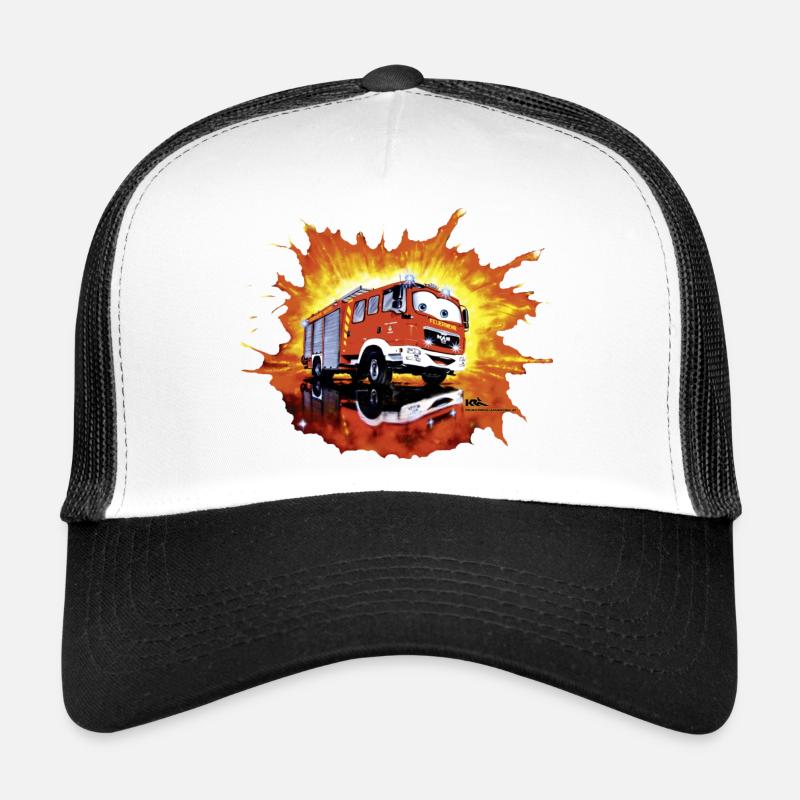 Kinder Feuerwehrauto MAN Comic - Trucker Cap - Weiß/Schwarz