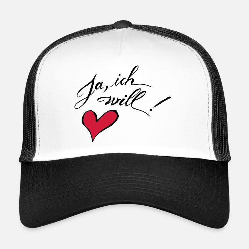 Ja, ich will! - Trucker Cap - Weiß/Schwarz
